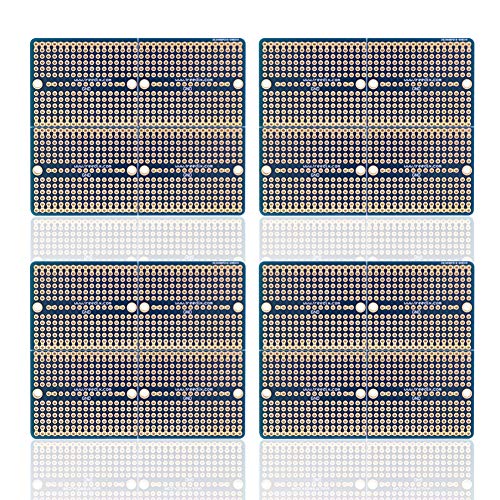 Treedix 4 piezas Placa Universal Soldable Breadboard Diseño Dividido PCB Prototipo Shield Placa Doble Cara Estañada Agujeros Chapados en Oro Compatible con Kit Arduino Raspberry Pi Prototipado y Pruebas