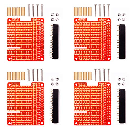 Treedix 4 jeux de cartes d'extension GPIO Breakout DIY pour Breadboard PCB, rouge, compatible avec Raspberry Pi 4 3 2 B+ A+