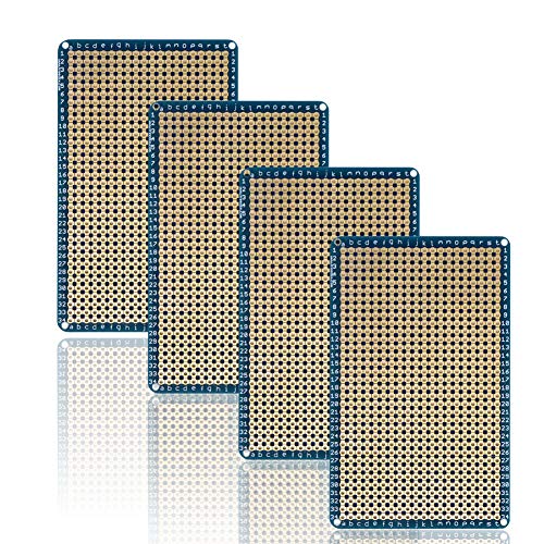 4 pcs Solderable BreadBoard Universal Board PCB Prototype Shield Board Double Sided Tinned Gold Plated Holes Compatible with Arduino Kit Raspberry Pi Shield Prototyping and Testing
